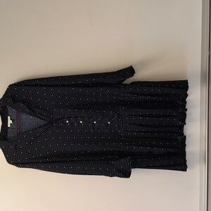 Free Assembly Navy Blue LongSleeve Pleated Mini Shirtdress Size L Womens